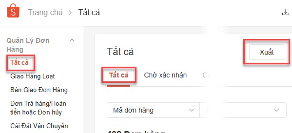 Hướng dẫn xuất đơn hàng từ Shopee